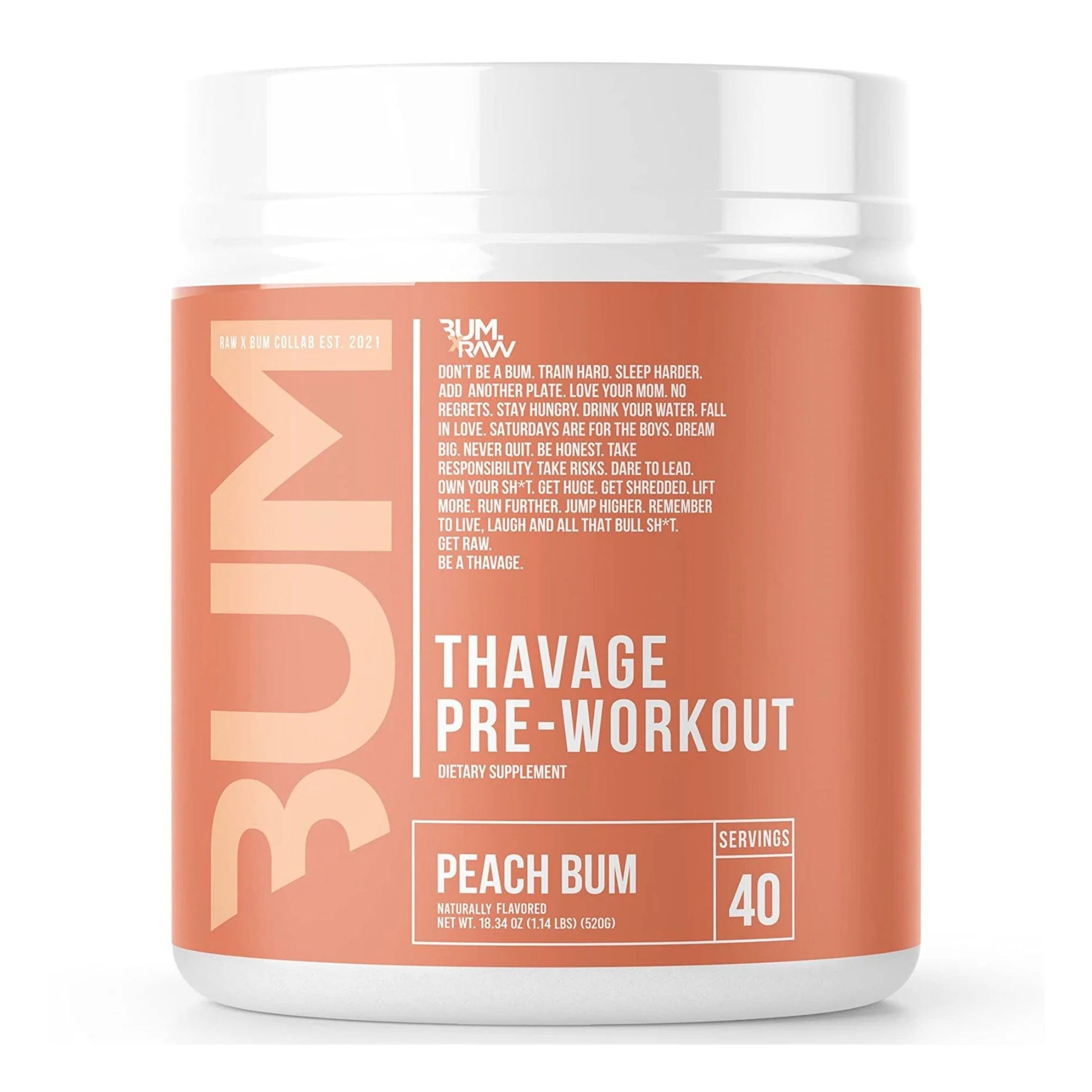 Raw nutrition -Cbum séries Thavage pré workout - 40 portions