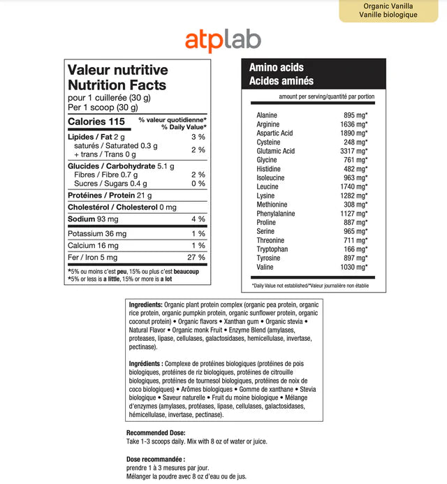 ATP - Mélange végétalien biologique - 900g - 30 portions
