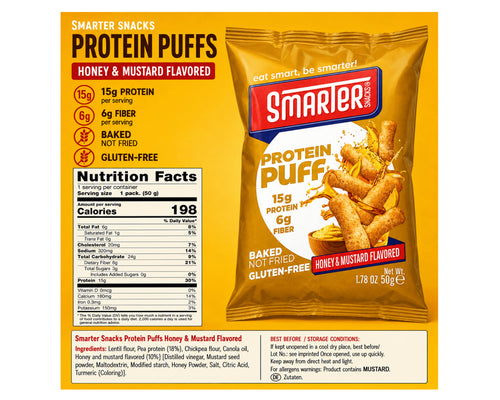 Smarter Snacks Protein Puff Honey & Mustard 50g - Gluten Free