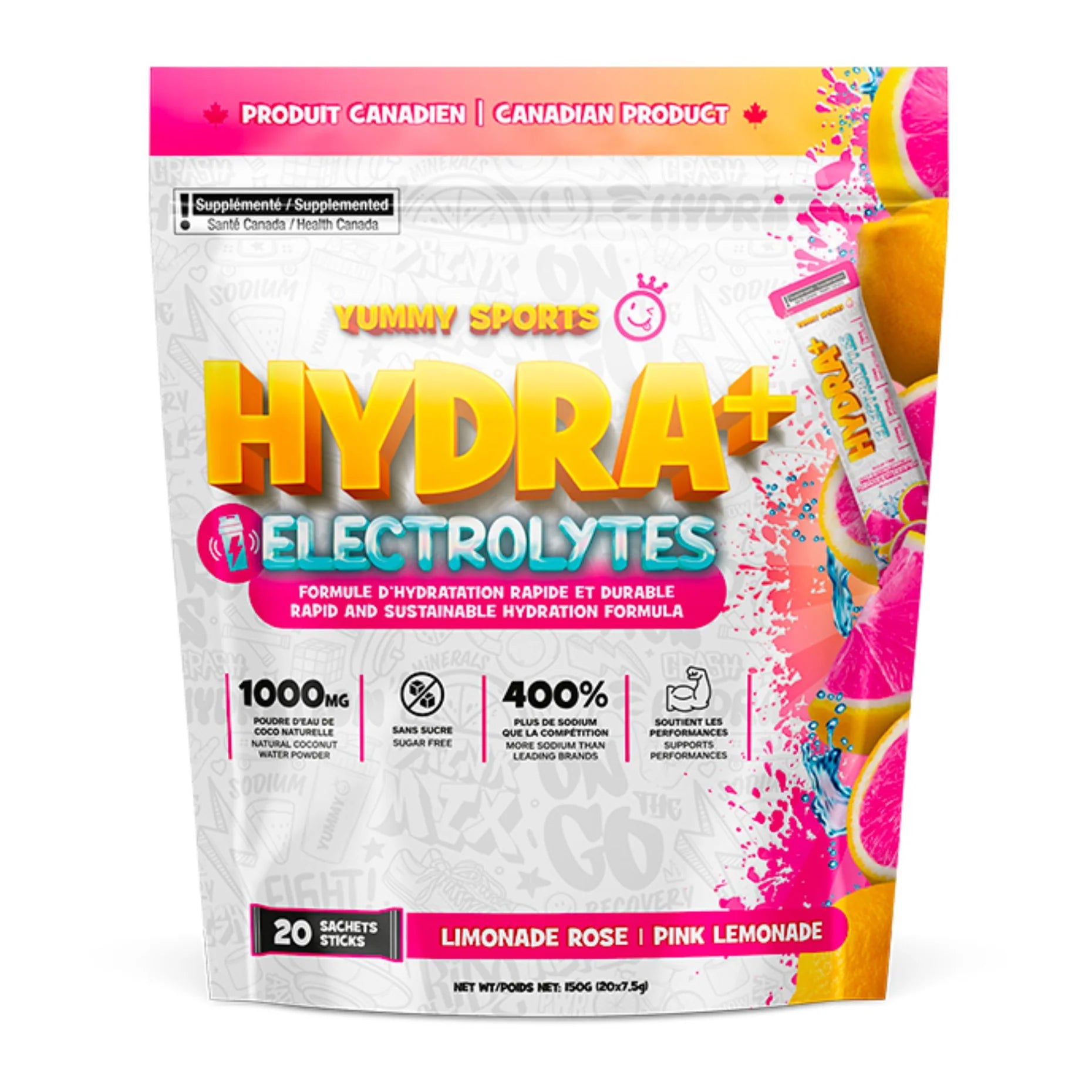 Yummy sports -Hydra + électrolytes - 20 sachets